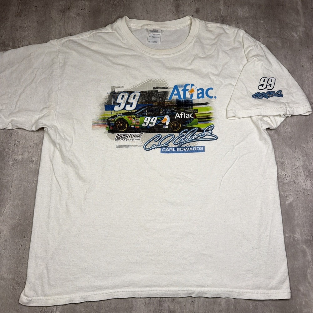 Vintage Carl Edwards #99 Aflac Nascar T Shirt XL 00s Racing Cars Nascar